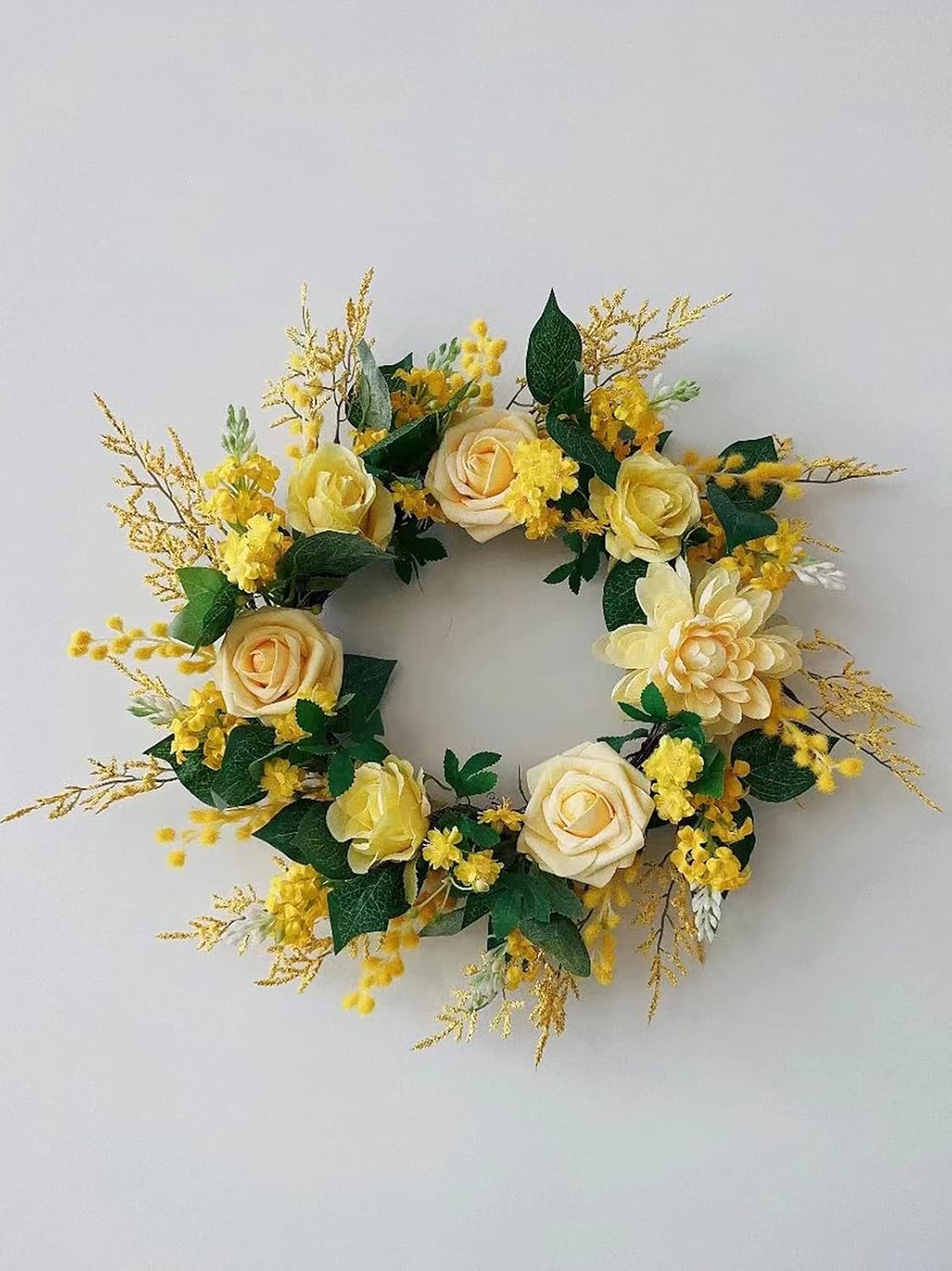 Roses Artificial Flowers Yellow Bouquet Fake Flower Bulk Box Set | DIY Wedding Bouquets, Bridal Shower Decorations, Silk Floral Arrangement, Party Table Centerpieces, Home Decor Indoor Outdoor