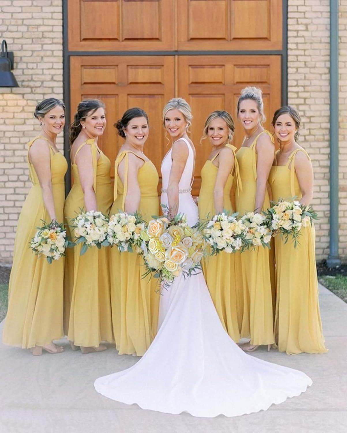 Roses Artificial Flowers Yellow Bouquet Fake Flower Bulk Box Set | DIY Wedding Bouquets, Bridal Shower Decorations, Silk Floral Arrangement, Party Table Centerpieces, Home Decor Indoor Outdoor