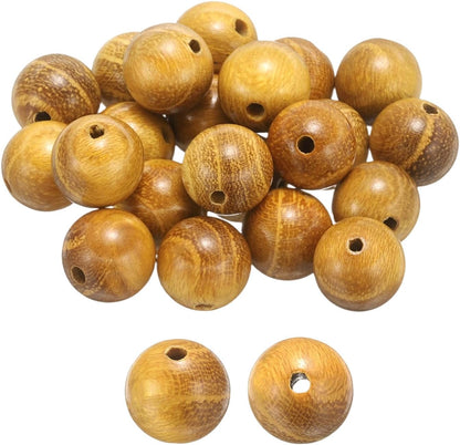 200pcs Natural Wooden Beads 8mm Yellow Sandalwood Round Polished Loose Bead Smooth Spacer Balls Beading for Jewelry Making Bracelets Necklace Earrings Craft DIY