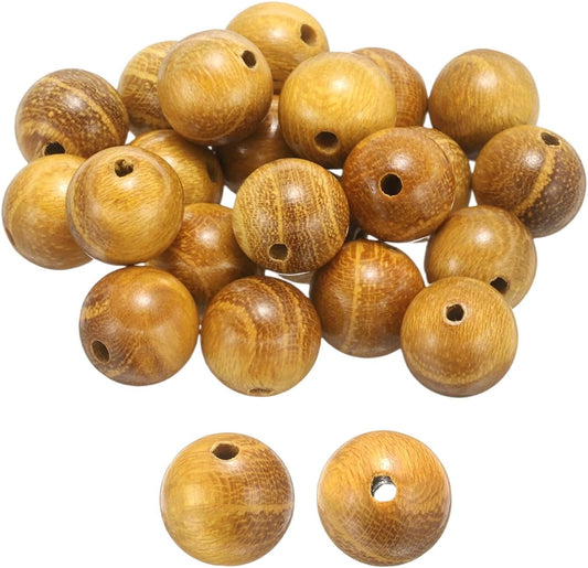 200pcs Natural Wooden Beads 8mm Yellow Sandalwood Round Polished Loose Bead Smooth Spacer Balls Beading for Jewelry Making Bracelets Necklace Earrings Craft DIY