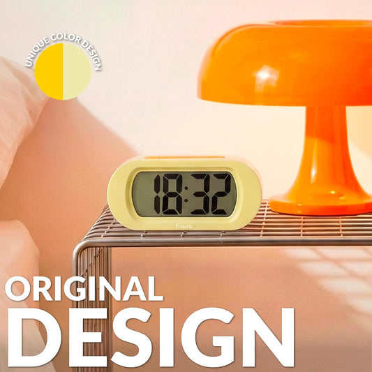 Yellow Digital Alarm Clock, Original Gift, LED Display, Battery Operated Bedside Clock, 12/24 Hour Format, Easy-to-Read Backlight