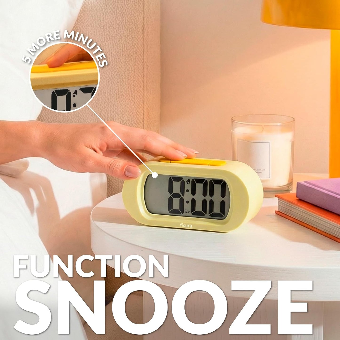 Yellow Digital Alarm Clock, Original Gift, LED Display, Battery Operated Bedside Clock, 12/24 Hour Format, Easy-to-Read Backlight