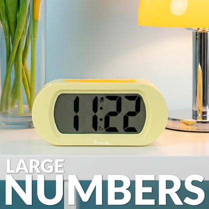 Yellow Digital Alarm Clock, Original Gift, LED Display, Battery Operated Bedside Clock, 12/24 Hour Format, Easy-to-Read Backlight