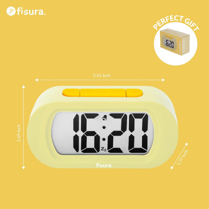 Yellow Digital Alarm Clock, Original Gift, LED Display, Battery Operated Bedside Clock, 12/24 Hour Format, Easy-to-Read Backlight