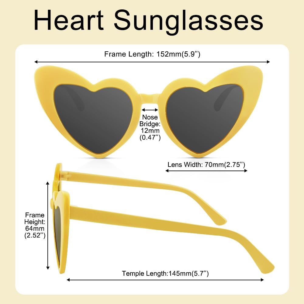 Heart Sunglasses Heart Costume Accessories Party Favors | Halloween Sunglasses Weeding Valentines Day Bachelor Bachelorette Party Accessories, Cat Eye Sunglasses for Women Men