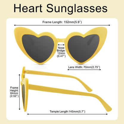 Heart Sunglasses Heart Costume Accessories Party Favors | Halloween Sunglasses Weeding Valentines Day Bachelor Bachelorette Party Accessories, Cat Eye Sunglasses for Women Men