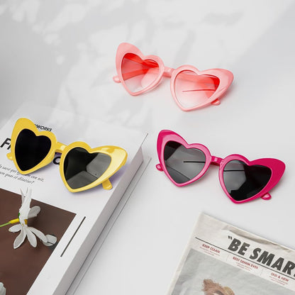 Heart Sunglasses Heart Costume Accessories Party Favors | Halloween Sunglasses Weeding Valentines Day Bachelor Bachelorette Party Accessories, Cat Eye Sunglasses for Women Men