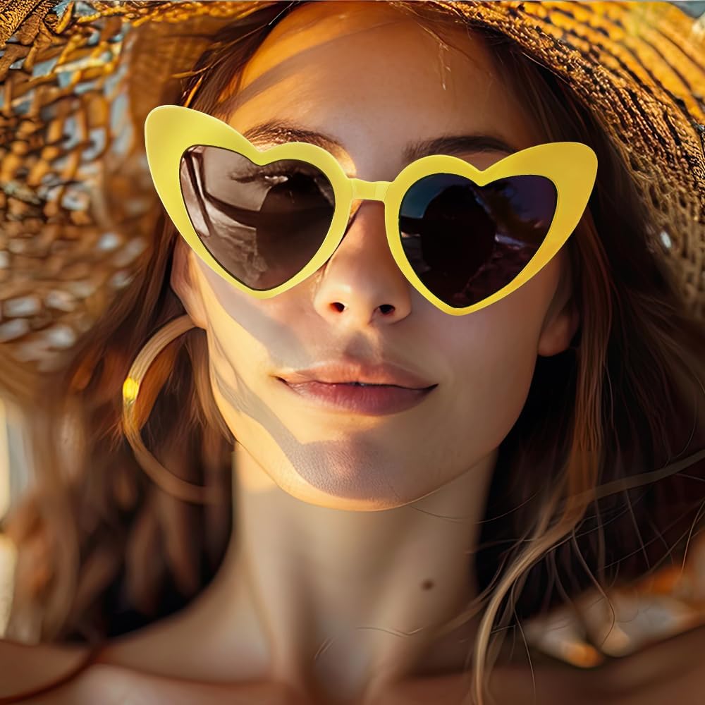 Heart Sunglasses Heart Costume Accessories Party Favors | Halloween Sunglasses Weeding Valentines Day Bachelor Bachelorette Party Accessories, Cat Eye Sunglasses for Women Men