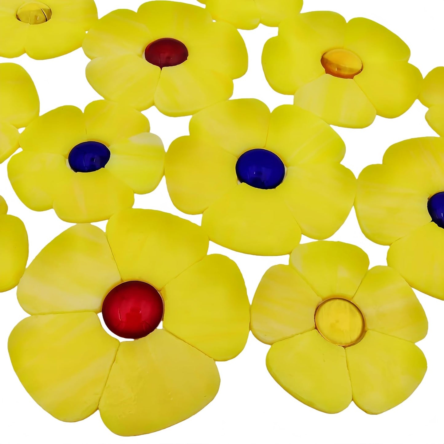 Glass Flower Mosaic Tiles, 12PCS Stained Glass Floral Mosaic Pieces for Home and Garden Decoration, Suitable for DIY Crafts and Art Projects. (Yellow)