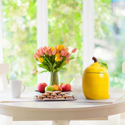 Lemon Cookie Jar Kitchen Canisters Decorative Cute Food Storage Container | Cute Cookie Jar with Lid, Lemon Decorations for Kitchen, Housewarming Gift