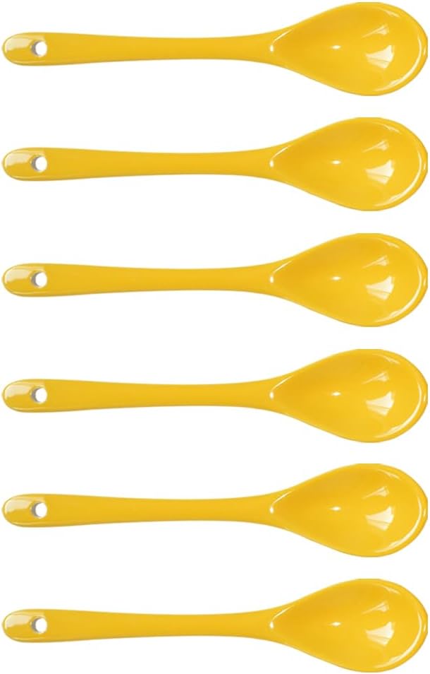 6 pcs Porcelain Egg Spoons Tea Spoon Ceramic Spoons 4.7 inch Coffee Dessert Yogurt Tea Milky Yellow