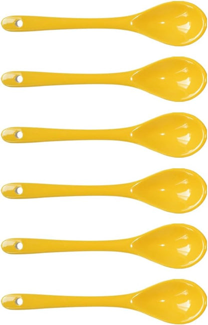 6 pcs Porcelain Egg Spoons Tea Spoon Ceramic Spoons 4.7 inch Coffee Dessert Yogurt Tea Milky Yellow
