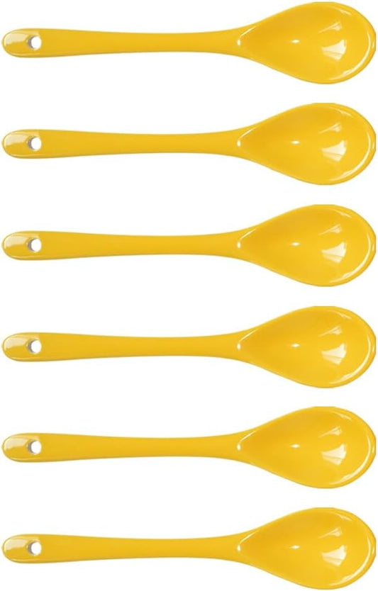6 pcs Porcelain Egg Spoons Tea Spoon Ceramic Spoons 4.7 inch Coffee Dessert Yogurt Tea Milky Yellow
