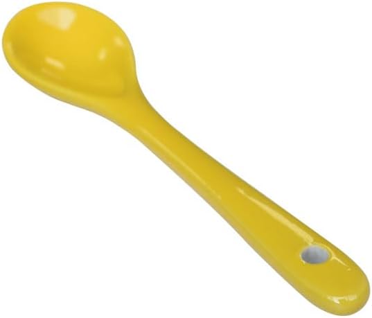 6 pcs Porcelain Egg Spoons Tea Spoon Ceramic Spoons 4.7 inch Coffee Dessert Yogurt Tea Milky Yellow