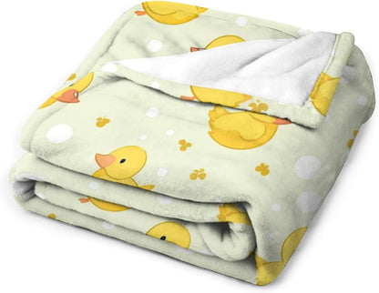 Yellow Soft Faux Fur Throw Blanket - Cartoon Flannel Lap Blanket for Couch Sofa Or Bed, Baby Duck Fuzzy Fluffy Plush Blanket, Super Cozy and Comfy for All Seasons 30"x40"