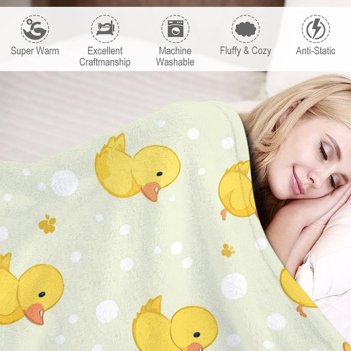 Yellow Soft Faux Fur Throw Blanket - Cartoon Flannel Lap Blanket for Couch Sofa Or Bed, Baby Duck Fuzzy Fluffy Plush Blanket, Super Cozy and Comfy for All Seasons 30"x40"