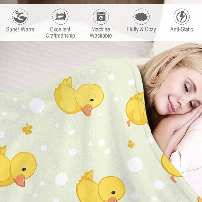 Yellow Soft Faux Fur Throw Blanket - Cartoon Flannel Lap Blanket for Couch Sofa Or Bed, Baby Duck Fuzzy Fluffy Plush Blanket, Super Cozy and Comfy for All Seasons 30"x40"