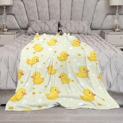 Yellow Soft Faux Fur Throw Blanket - Cartoon Flannel Lap Blanket for Couch Sofa Or Bed, Baby Duck Fuzzy Fluffy Plush Blanket, Super Cozy and Comfy for All Seasons 30"x40"