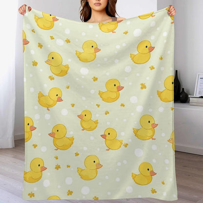 Yellow Soft Faux Fur Throw Blanket - Cartoon Flannel Lap Blanket for Couch Sofa Or Bed, Baby Duck Fuzzy Fluffy Plush Blanket, Super Cozy and Comfy for All Seasons 30"x40"