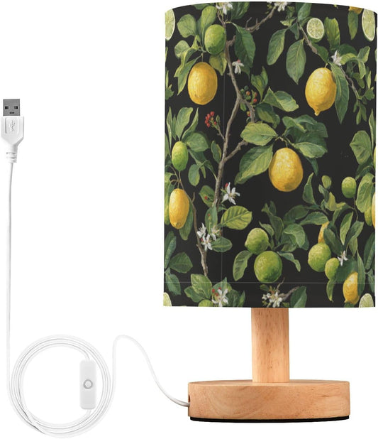 Bedside Table Lamp Lemon Yellow Citrus Fruits (64) Kids Nightstand Lamp Night Light Fabric Shade for Bedroom Living Room Home Office