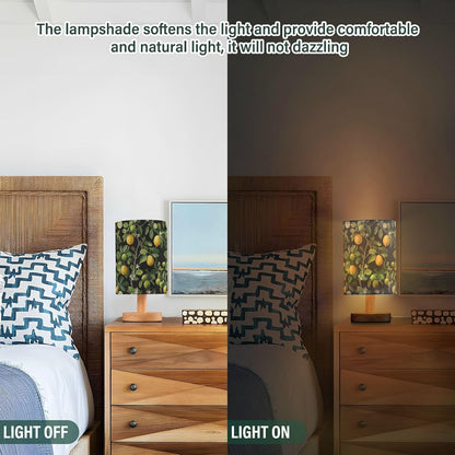 Bedside Table Lamp Lemon Yellow Citrus Fruits (64) Kids Nightstand Lamp Night Light Fabric Shade for Bedroom Living Room Home Office