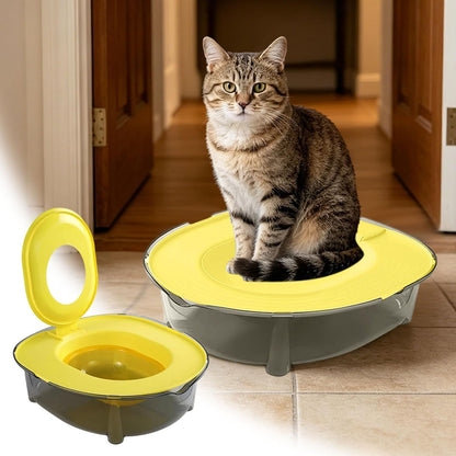 Cat Toilet Trainer Kit, Portable Cat Litter Box, Flushable Design for Small and Medium Pets, Anti-Splash Easy Clean for Home Apartment Travel, Yellow