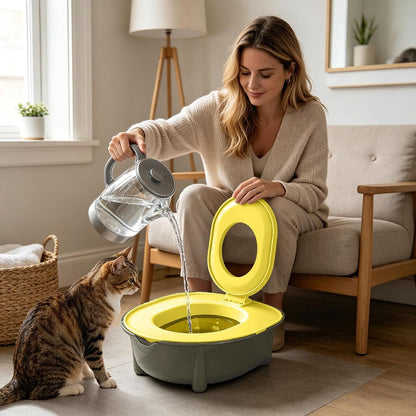 Cat Toilet Trainer Kit, Portable Cat Litter Box, Flushable Design for Small and Medium Pets, Anti-Splash Easy Clean for Home Apartment Travel, Yellow