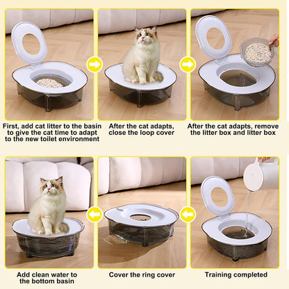 Cat Toilet Trainer Kit, Portable Cat Litter Box, Flushable Design for Small and Medium Pets, Anti-Splash Easy Clean for Home Apartment Travel, Yellow
