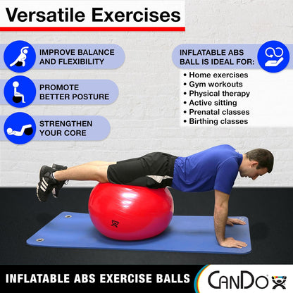 Inflatable Exercise Ball - Yellow 17.7", Durable Extra Thick Non-Slip Stability Ball for Core Workouts, Yoga, Pilates, Active Seating, Physical Therapy, Pregnancy, Home Gym, Flexibility