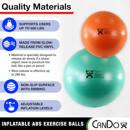 Inflatable Exercise Ball - Yellow 17.7", Durable Extra Thick Non-Slip Stability Ball for Core Workouts, Yoga, Pilates, Active Seating, Physical Therapy, Pregnancy, Home Gym, Flexibility