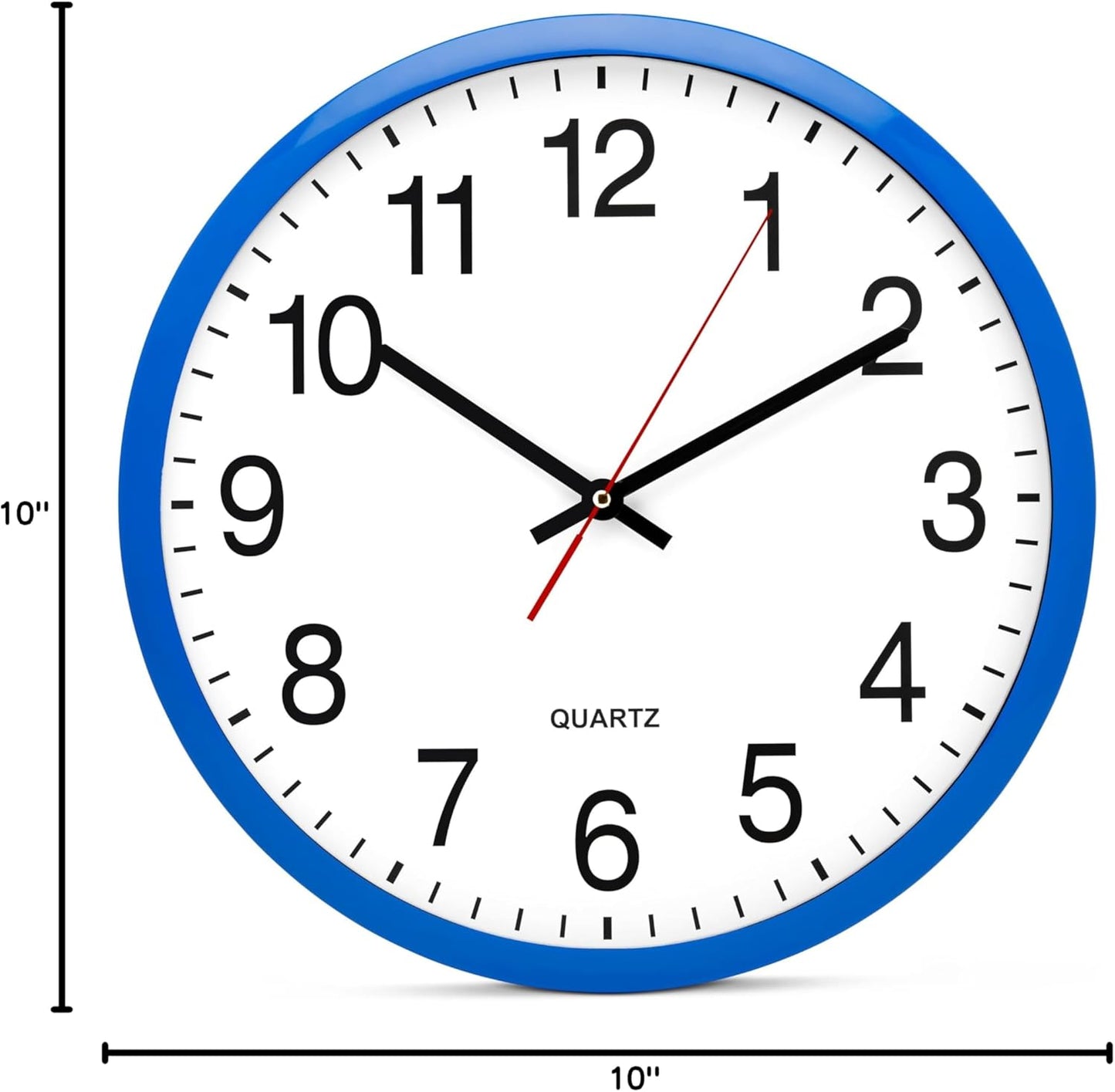 Yellow Wall Clock 10 inch Silent Non Ticking Battery Operated Quartz Easy to Read Round Classroom Home Decor for Kids Playroom Baby Room Nursery Fun