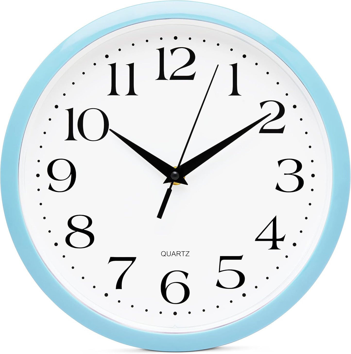 Yellow Wall Clock 10 inch Silent Non Ticking Battery Operated Quartz Easy to Read Round Classroom Home Decor for Kids Playroom Baby Room Nursery Fun