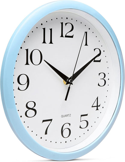 Yellow Wall Clock 10 inch Silent Non Ticking Battery Operated Quartz Easy to Read Round Classroom Home Decor for Kids Playroom Baby Room Nursery Fun