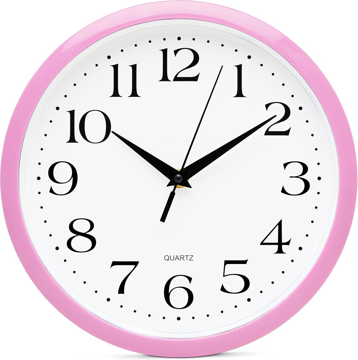Yellow Wall Clock 10 inch Silent Non Ticking Battery Operated Quartz Easy to Read Round Classroom Home Decor for Kids Playroom Baby Room Nursery Fun