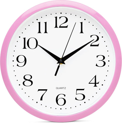 Yellow Wall Clock 10 inch Silent Non Ticking Battery Operated Quartz Easy to Read Round Classroom Home Decor for Kids Playroom Baby Room Nursery Fun