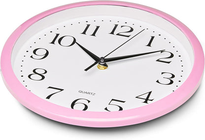 Yellow Wall Clock 10 inch Silent Non Ticking Battery Operated Quartz Easy to Read Round Classroom Home Decor for Kids Playroom Baby Room Nursery Fun
