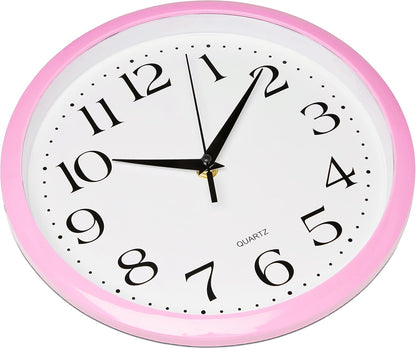 Yellow Wall Clock 10 inch Silent Non Ticking Battery Operated Quartz Easy to Read Round Classroom Home Decor for Kids Playroom Baby Room Nursery Fun