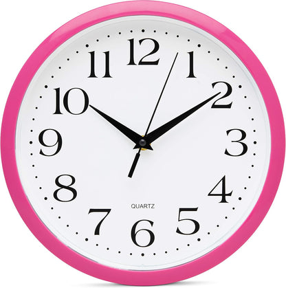 Yellow Wall Clock 10 inch Silent Non Ticking Battery Operated Quartz Easy to Read Round Classroom Home Decor for Kids Playroom Baby Room Nursery Fun