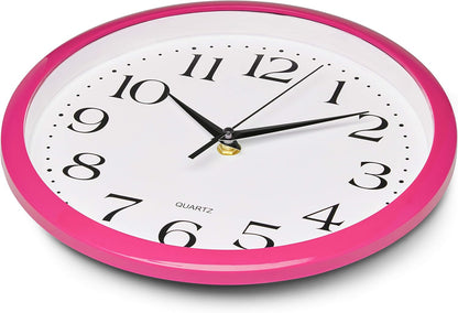 Yellow Wall Clock 10 inch Silent Non Ticking Battery Operated Quartz Easy to Read Round Classroom Home Decor for Kids Playroom Baby Room Nursery Fun