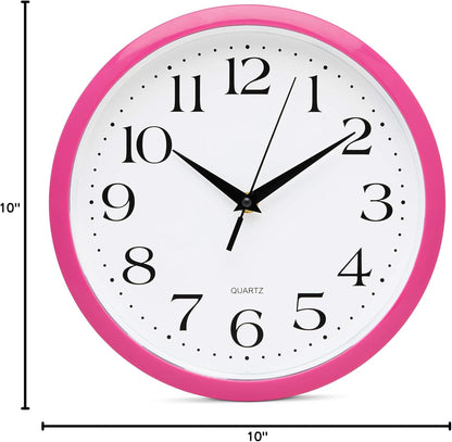 Yellow Wall Clock 10 inch Silent Non Ticking Battery Operated Quartz Easy to Read Round Classroom Home Decor for Kids Playroom Baby Room Nursery Fun