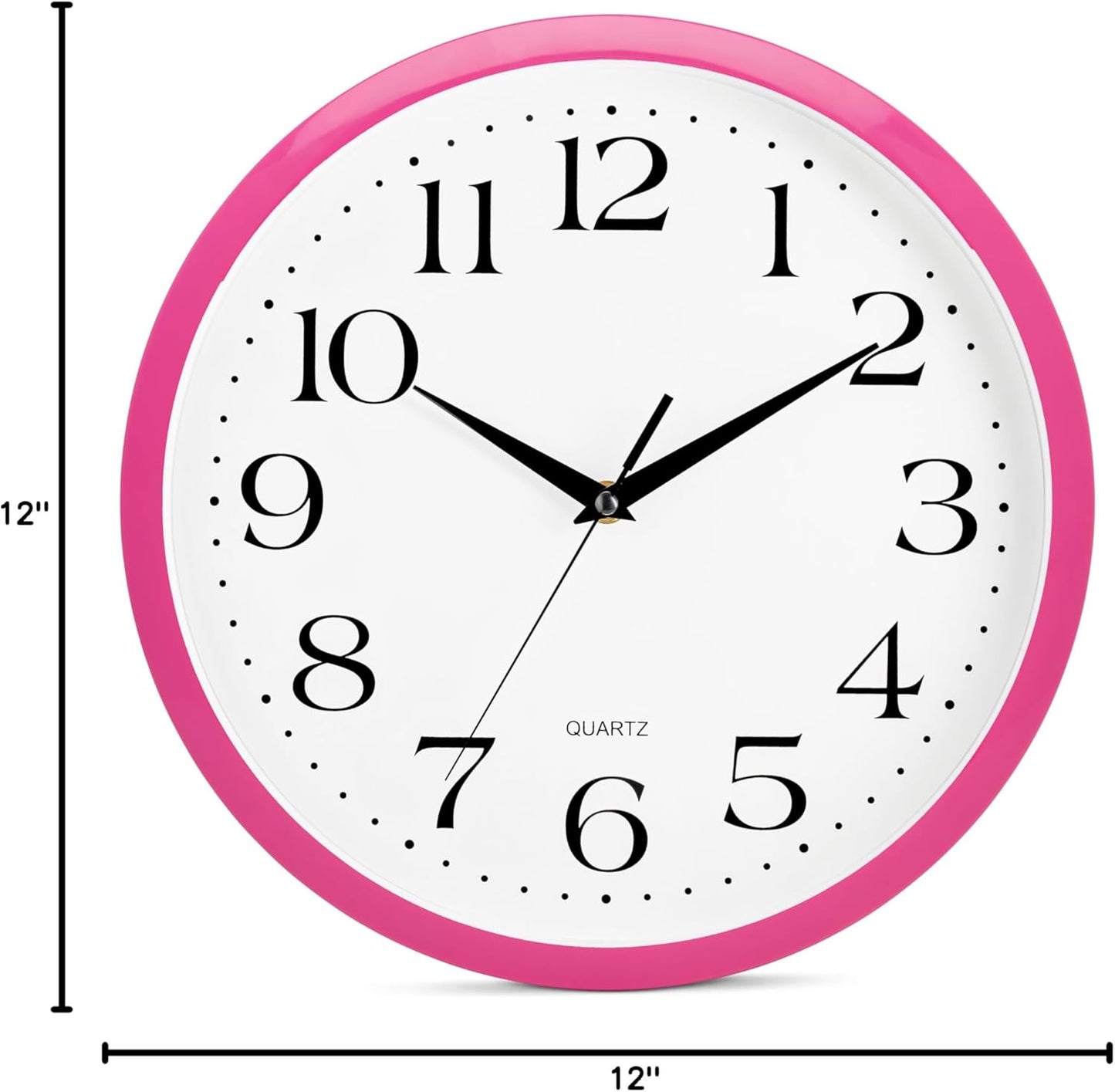 Yellow Wall Clock 10 inch Silent Non Ticking Battery Operated Quartz Easy to Read Round Classroom Home Decor for Kids Playroom Baby Room Nursery Fun