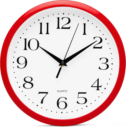 Yellow Wall Clock 10 inch Silent Non Ticking Battery Operated Quartz Easy to Read Round Classroom Home Decor for Kids Playroom Baby Room Nursery Fun