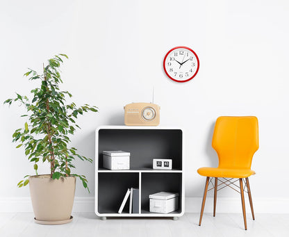 Yellow Wall Clock 10 inch Silent Non Ticking Battery Operated Quartz Easy to Read Round Classroom Home Decor for Kids Playroom Baby Room Nursery Fun