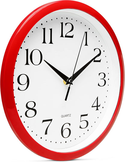 Yellow Wall Clock 10 inch Silent Non Ticking Battery Operated Quartz Easy to Read Round Classroom Home Decor for Kids Playroom Baby Room Nursery Fun