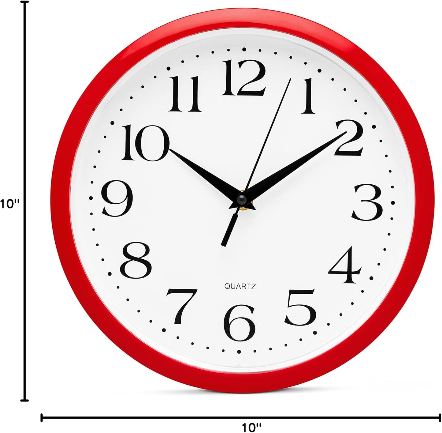 Yellow Wall Clock 10 inch Silent Non Ticking Battery Operated Quartz Easy to Read Round Classroom Home Decor for Kids Playroom Baby Room Nursery Fun