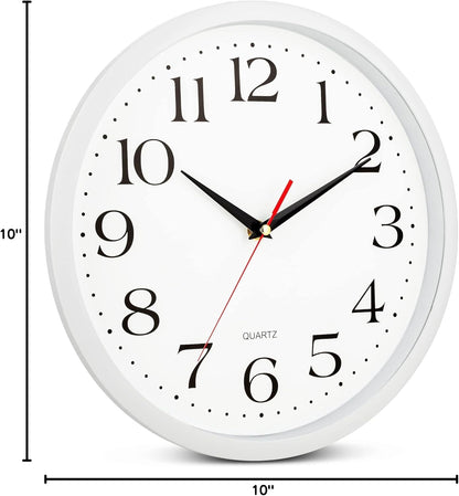 Yellow Wall Clock 10 inch Silent Non Ticking Battery Operated Quartz Easy to Read Round Classroom Home Decor for Kids Playroom Baby Room Nursery Fun