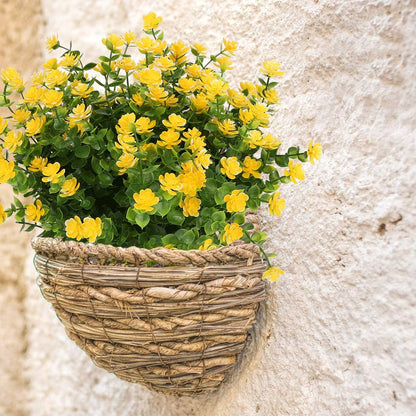 Artificial Flowers, Fake Artificial Greenery UV Resistant No Fade Faux Plastic Plants for Wedding Bridle Bouquet Indoor Outdoor Home Garden Kitchen Office Table Vase 6PCS (Yellow)