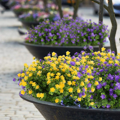 Artificial Flowers, Fake Artificial Greenery UV Resistant No Fade Faux Plastic Plants for Wedding Bridle Bouquet Indoor Outdoor Home Garden Kitchen Office Table Vase 6PCS (Yellow)