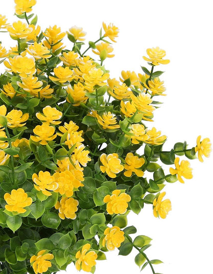 Artificial Flowers, Fake Artificial Greenery UV Resistant No Fade Faux Plastic Plants for Wedding Bridle Bouquet Indoor Outdoor Home Garden Kitchen Office Table Vase 6PCS (Yellow)