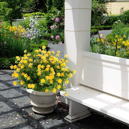 Artificial Flowers, Fake Artificial Greenery UV Resistant No Fade Faux Plastic Plants for Wedding Bridle Bouquet Indoor Outdoor Home Garden Kitchen Office Table Vase 6PCS (Yellow)